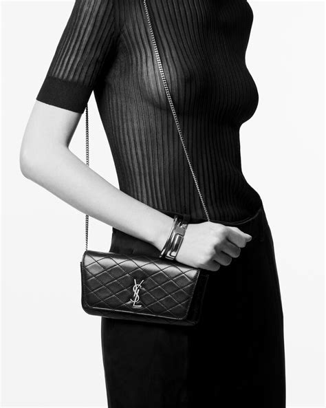 ysl gaby chain phone holder|Gaby Quilted Patent Leather Crossbody Phone Pouch .